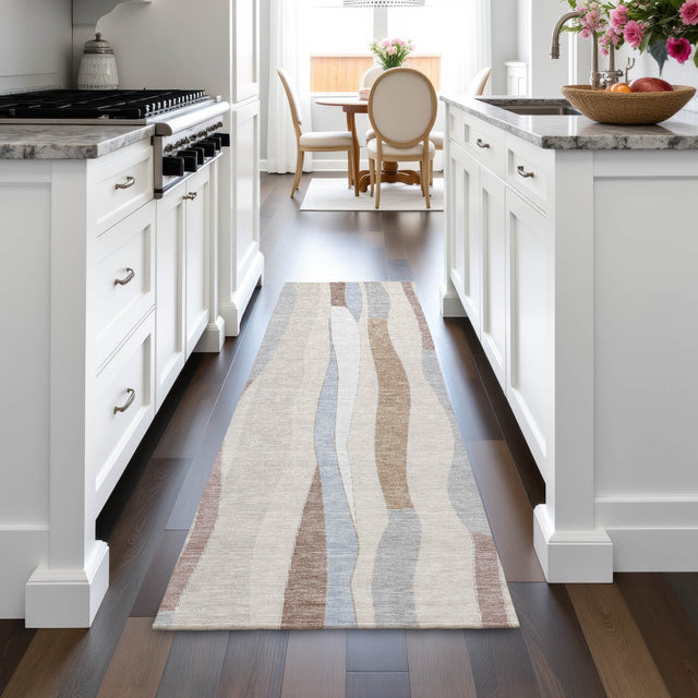 Addison Chantille ACN2188 Stripes Machine Made Transitional Beige Rug
