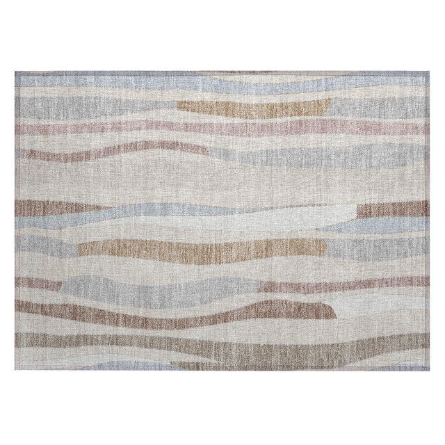 Addison Chantille ACN2188 Stripes Machine Made Transitional Beige Rug