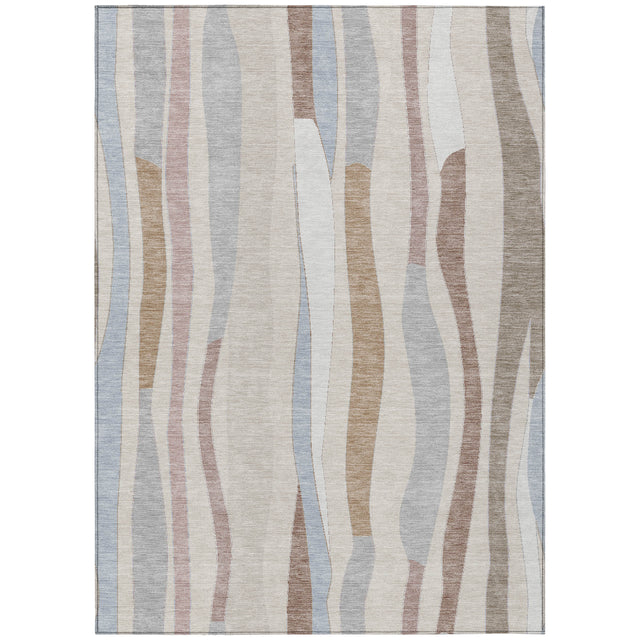 Addison Chantille ACN2188 Stripes Machine Made Transitional Beige Rug