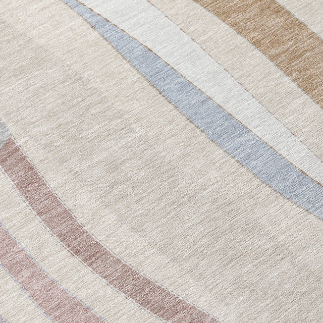 Addison Chantille ACN2188 Stripes Machine Made Transitional Beige Rug
