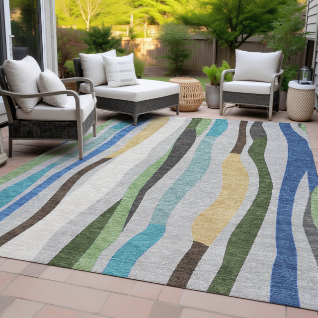 Addison Chantille ACN2188 Stripes Machine Made Transitional Green Rug