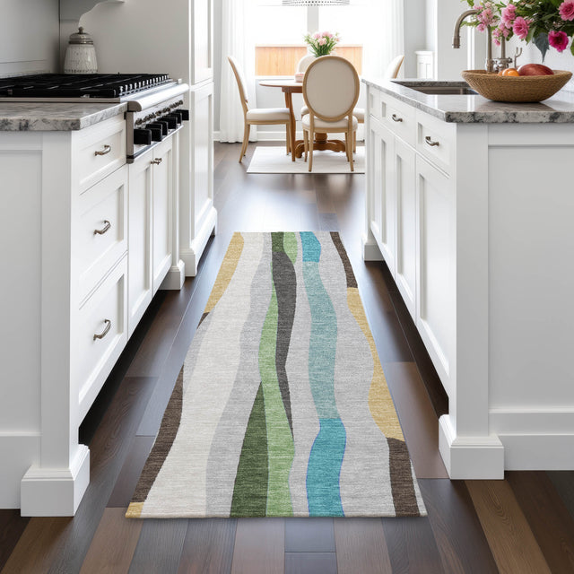 Addison Chantille ACN2188 Stripes Machine Made Transitional Green Rug