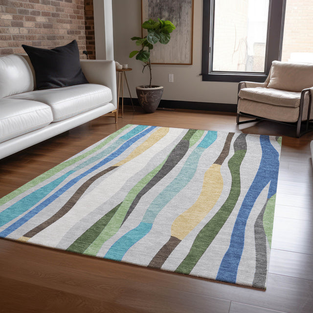 Addison Chantille ACN2188 Stripes Machine Made Transitional Green Rug