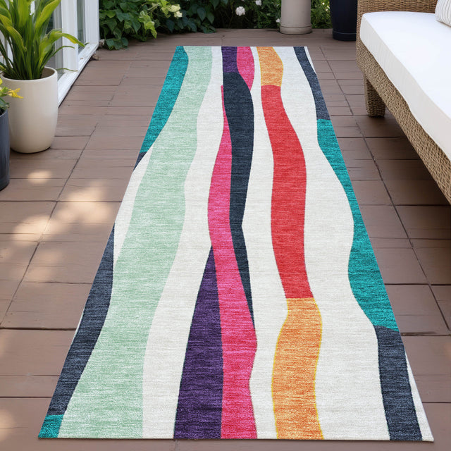 Addison Chantille ACN2188 Stripes Machine Made Transitional Ivory Rug