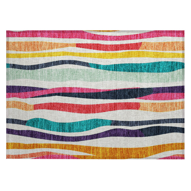 Addison Chantille ACN2188 Stripes Machine Made Transitional Ivory Rug