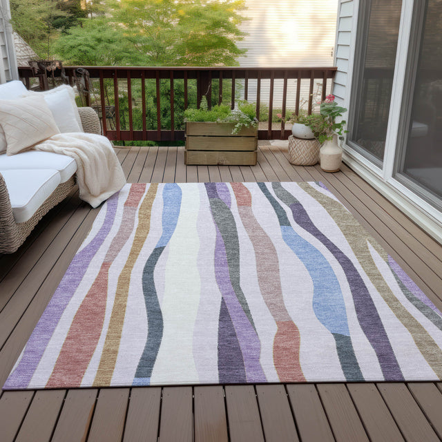 Addison Chantille ACN2188 Stripes Machine Made Transitional Lavender Rug