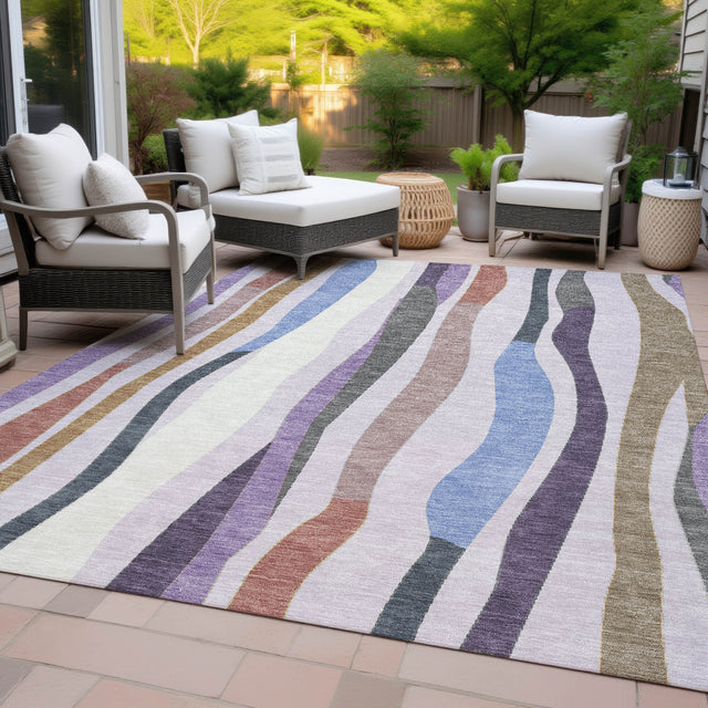 Addison Chantille ACN2188 Stripes Machine Made Transitional Lavender Rug