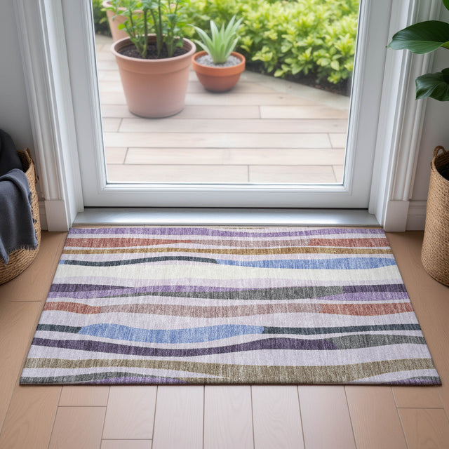 Addison Chantille ACN2188 Stripes Machine Made Transitional Lavender Rug