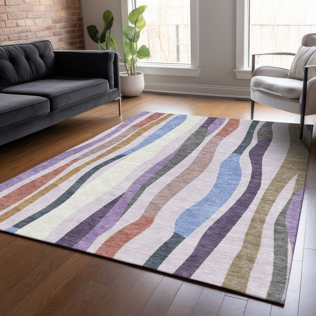 Addison Chantille ACN2188 Stripes Machine Made Transitional Lavender Rug