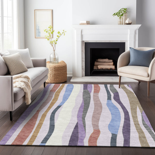 Addison Chantille ACN2188 Stripes Machine Made Transitional Lavender Rug