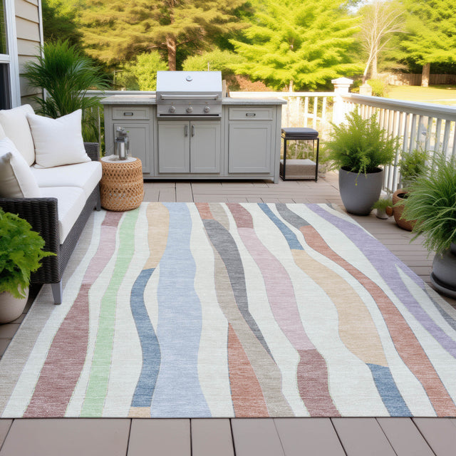 Addison Chantille ACN2188 Stripes Machine Made Transitional Pearl Rug