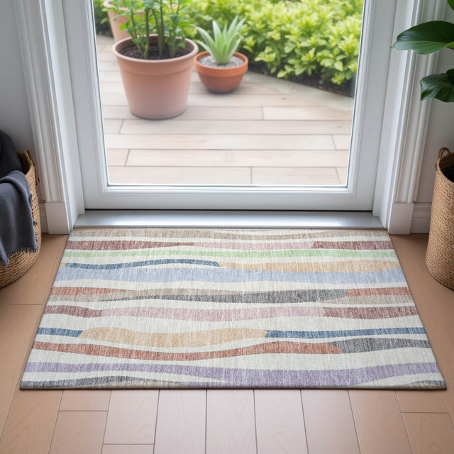 Addison Chantille ACN2188 Stripes Machine Made Transitional Pearl Rug