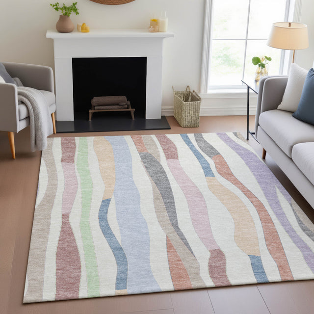 Addison Chantille ACN2188 Stripes Machine Made Transitional Pearl Rug