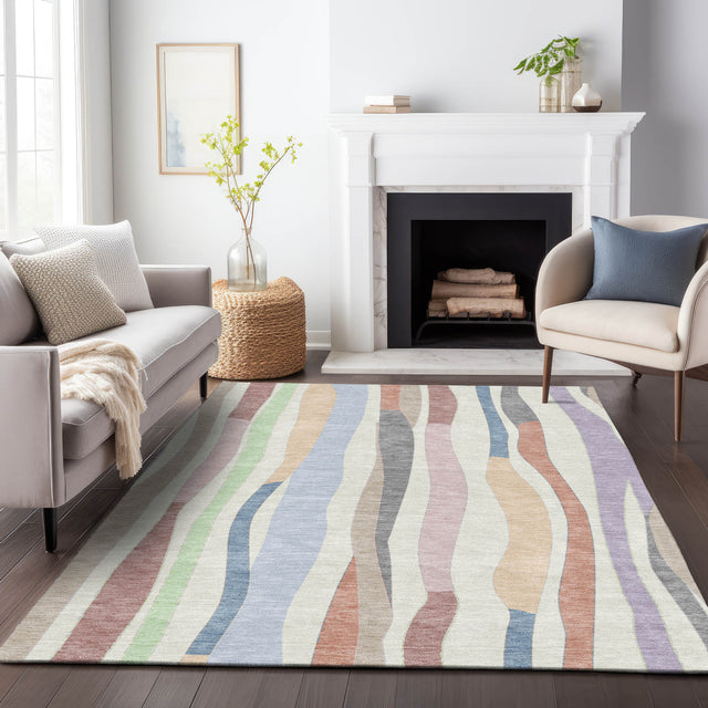 Addison Chantille ACN2188 Stripes Machine Made Transitional Pearl Rug