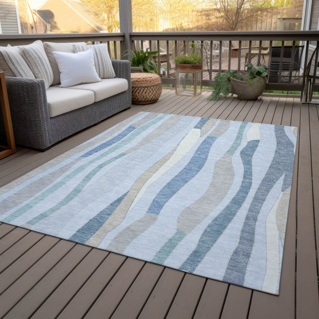 Addison Chantille ACN2188 Stripes Machine Made Transitional Sky Rug
