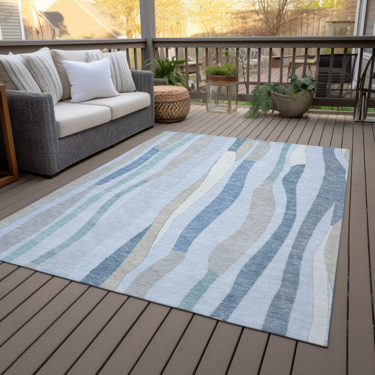 Addison Chantille ACN2188 Stripes Machine Made Transitional Sky Rug