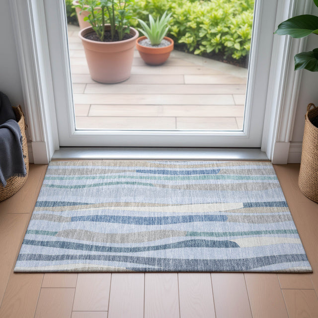 Addison Chantille ACN2188 Stripes Machine Made Transitional Sky Rug