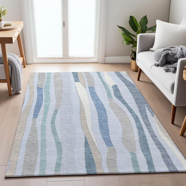 Addison Chantille ACN2188 Stripes Machine Made Transitional Sky Rug
