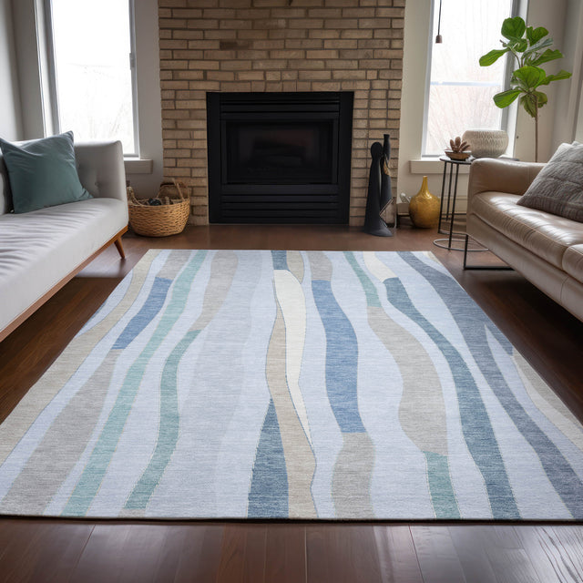 Addison Chantille ACN2188 Stripes Machine Made Transitional Sky Rug