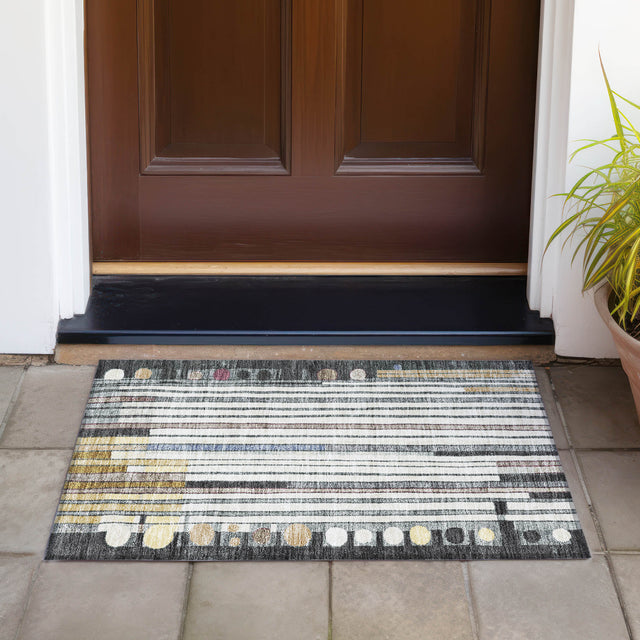 Addison Chantille ACN2189 Geometric Machine Made Transitional Black Rug