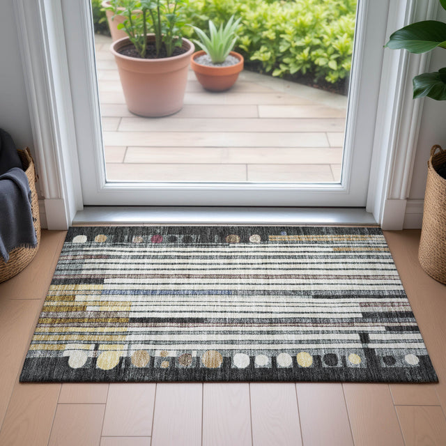 Addison Chantille ACN2189 Geometric Machine Made Transitional Black Rug