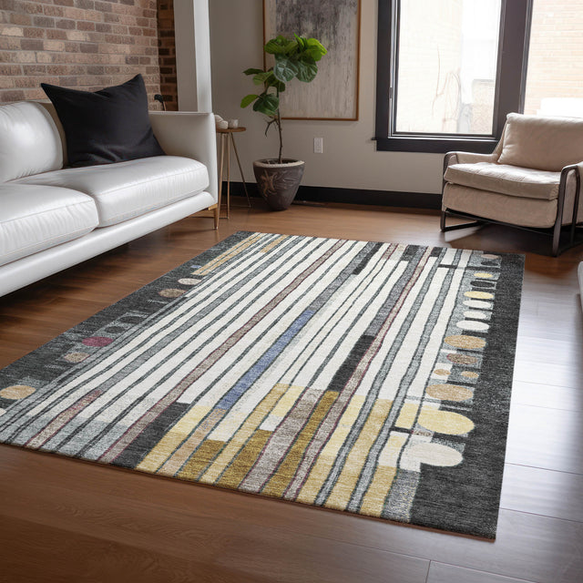 Addison Chantille ACN2189 Geometric Machine Made Transitional Black Rug