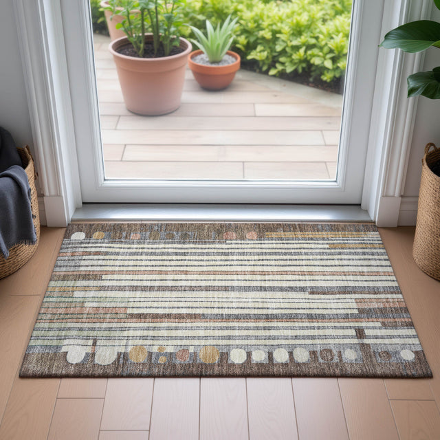 Addison Chantille ACN2189 Geometric Machine Made Transitional Brown Rug