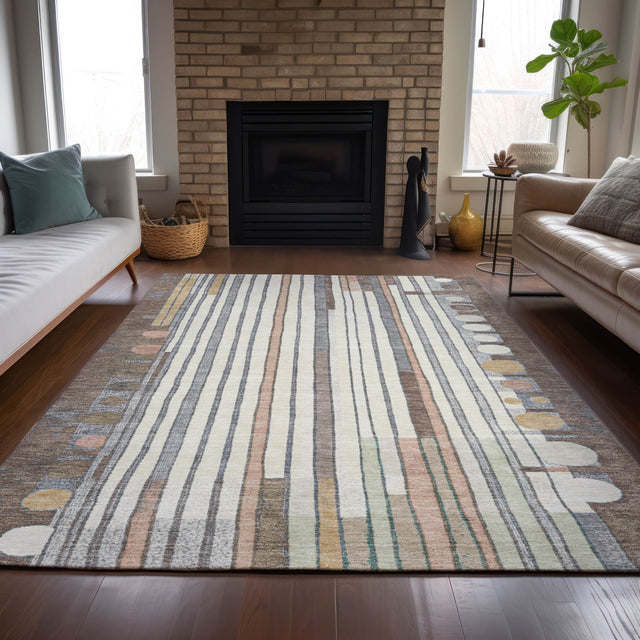 Addison Chantille ACN2189 Geometric Machine Made Transitional Brown Rug