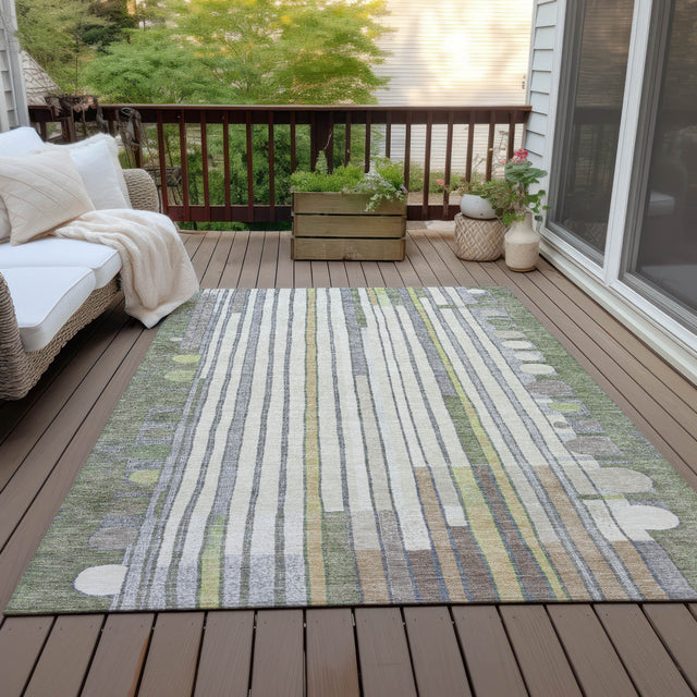 Addison Chantille ACN2189 Geometric Machine Made Transitional Olive Rug