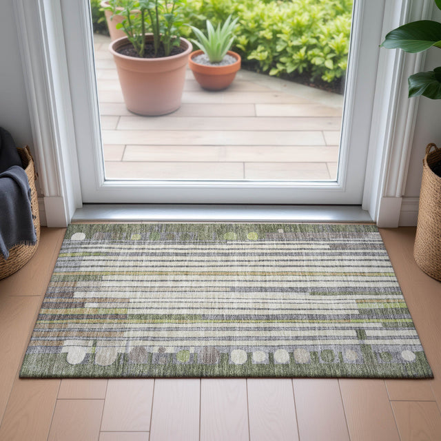 Addison Chantille ACN2189 Geometric Machine Made Transitional Olive Rug