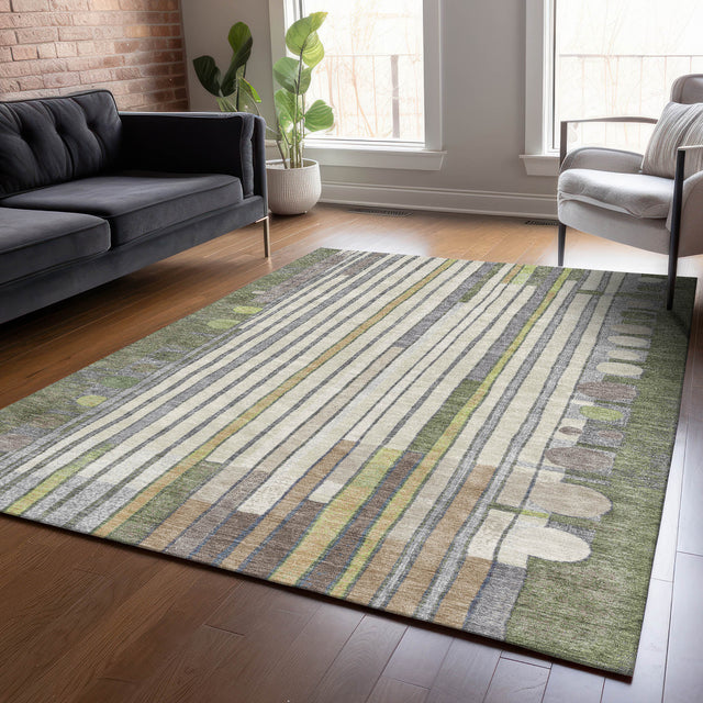 Addison Chantille ACN2189 Geometric Machine Made Transitional Olive Rug