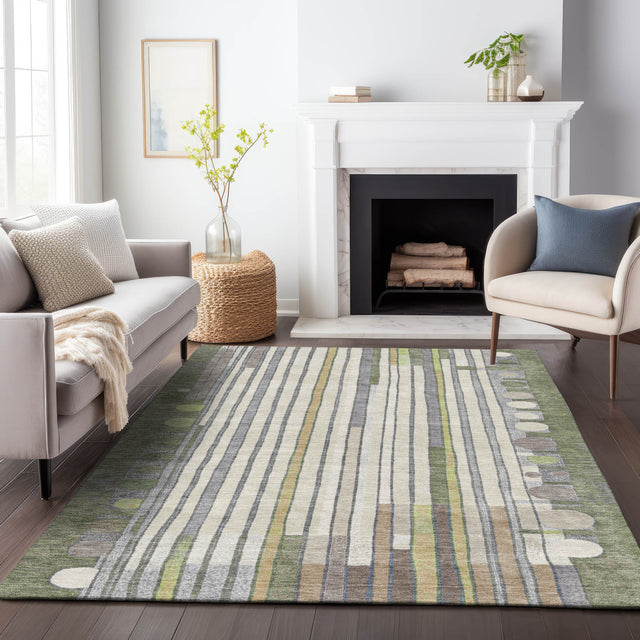 Addison Chantille ACN2189 Geometric Machine Made Transitional Olive Rug