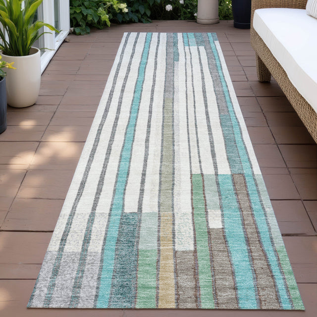 Addison Chantille ACN2189 Geometric Machine Made Transitional Teal Rug