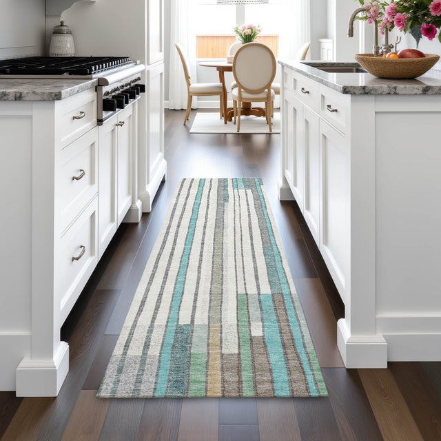 Addison Chantille ACN2189 Geometric Machine Made Transitional Teal Rug