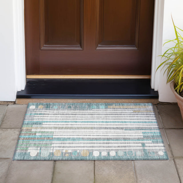 Addison Chantille ACN2189 Geometric Machine Made Transitional Teal Rug