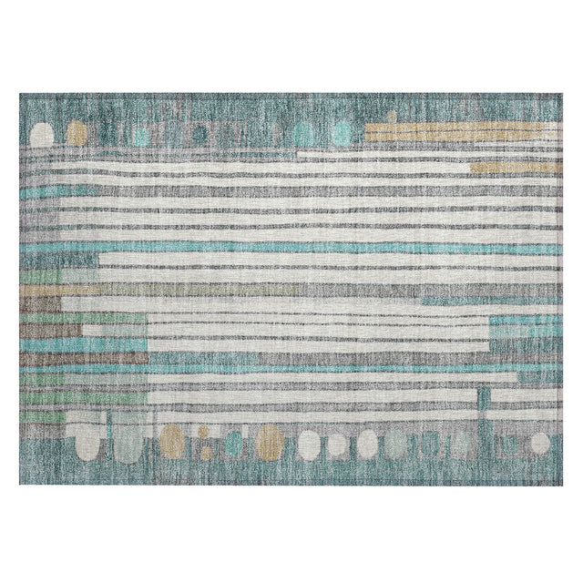 Addison Chantille ACN2189 Geometric Machine Made Transitional Teal Rug