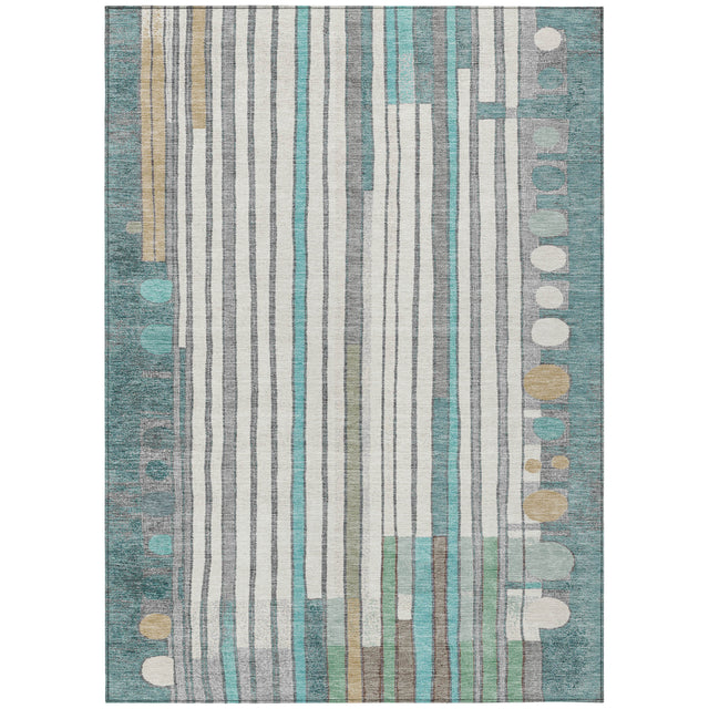 Addison Chantille ACN2189 Geometric Machine Made Transitional Teal Rug