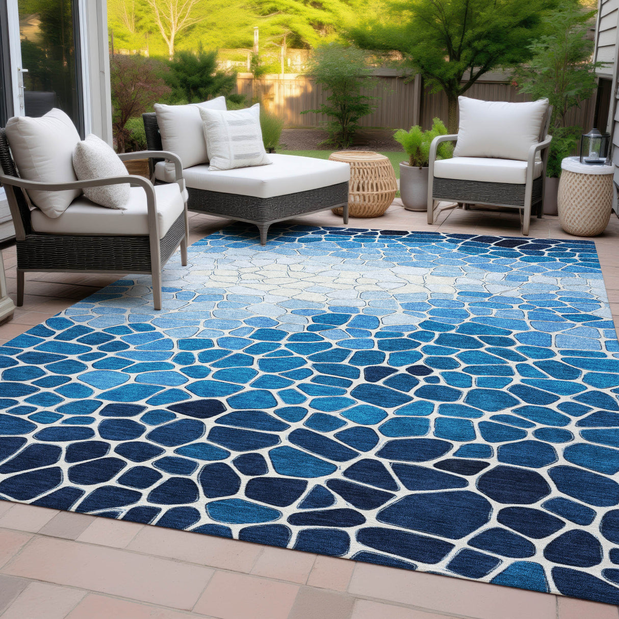 Addison Chantille ACN2190 Geometric Machine Made Transitional Blue Rug