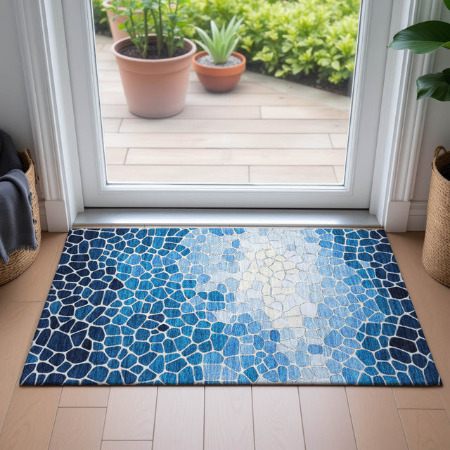 Addison Chantille ACN2190 Geometric Machine Made Transitional Blue Rug