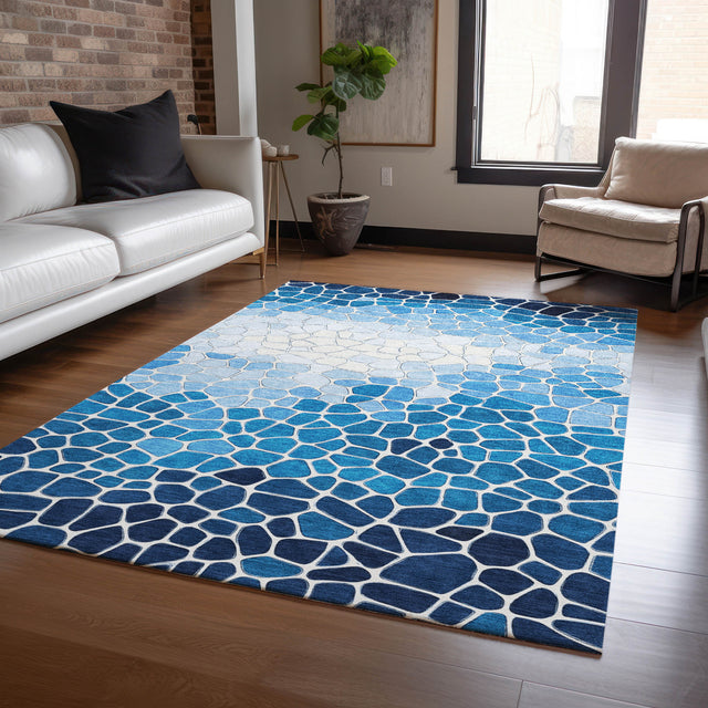 Addison Chantille ACN2190 Geometric Machine Made Transitional Blue Rug