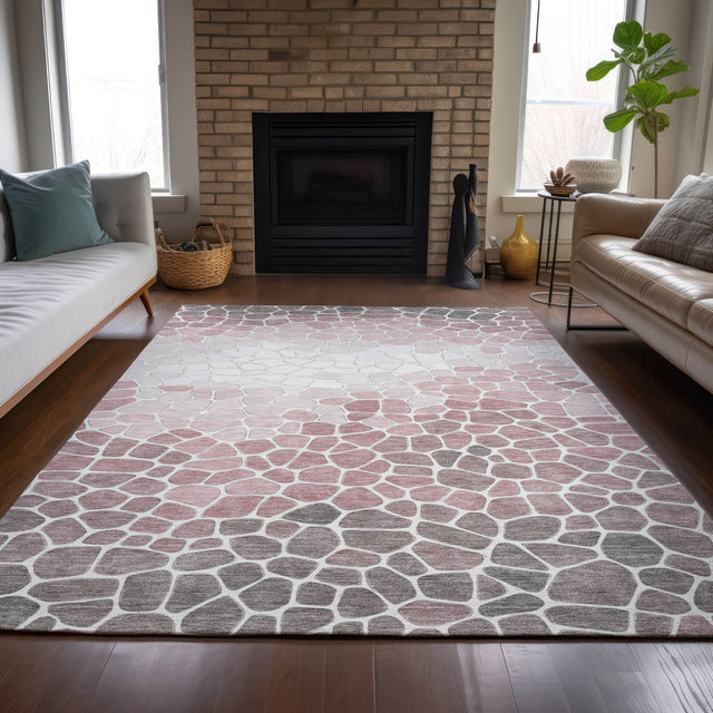 Addison Chantille ACN2190 Geometric Machine Made Transitional Blush Rug