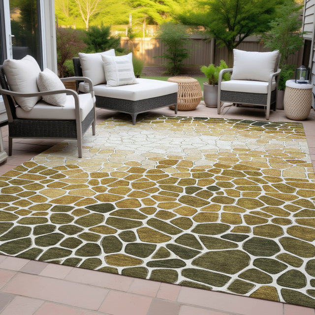 Addison Chantille ACN2190 Geometric Machine Made Transitional Gold Rug