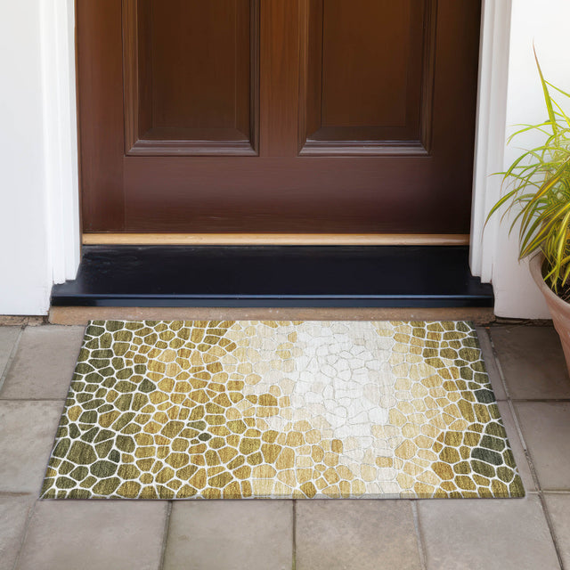 Addison Chantille ACN2190 Geometric Machine Made Transitional Gold Rug