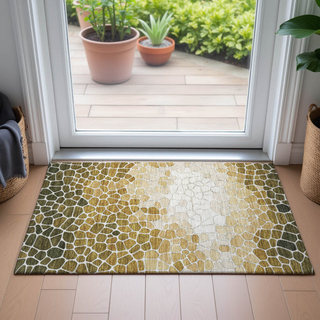 Addison Chantille ACN2190 Geometric Machine Made Transitional Gold Rug