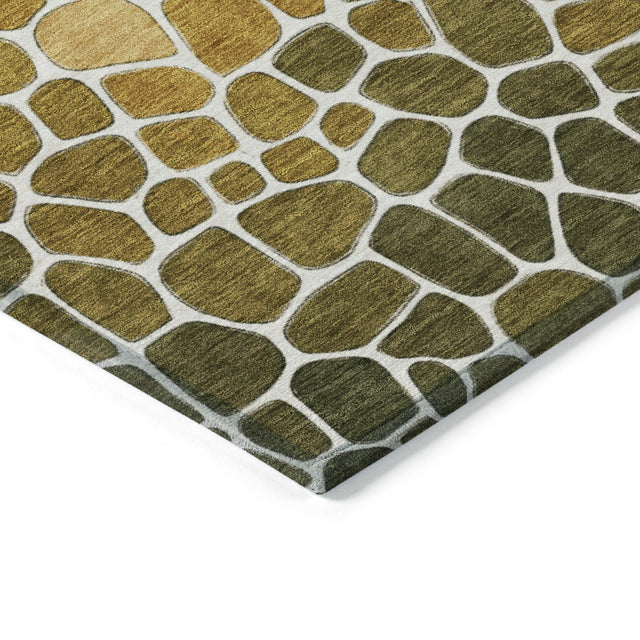 Addison Chantille ACN2190 Geometric Machine Made Transitional Gold Rug
