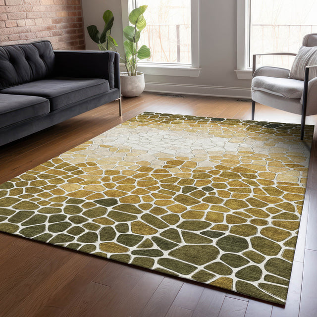 Addison Chantille ACN2190 Geometric Machine Made Transitional Gold Rug