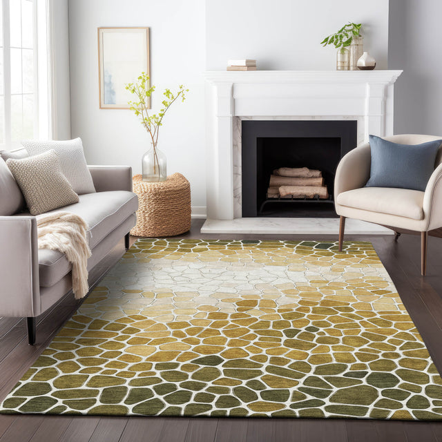 Addison Chantille ACN2190 Geometric Machine Made Transitional Gold Rug