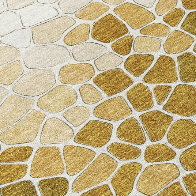 Addison Chantille ACN2190 Geometric Machine Made Transitional Gold Rug