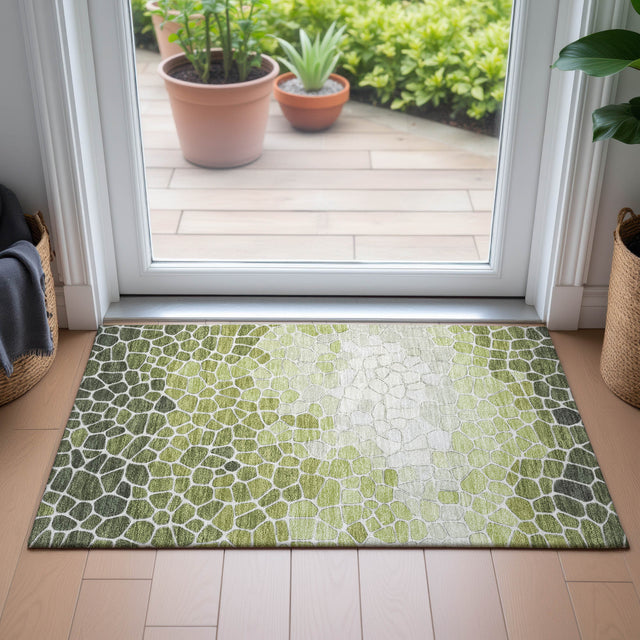 Addison Chantille ACN2190 Geometric Machine Made Transitional Green Rug