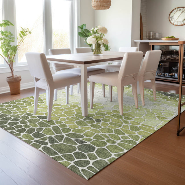 Addison Chantille ACN2190 Geometric Machine Made Transitional Green Rug